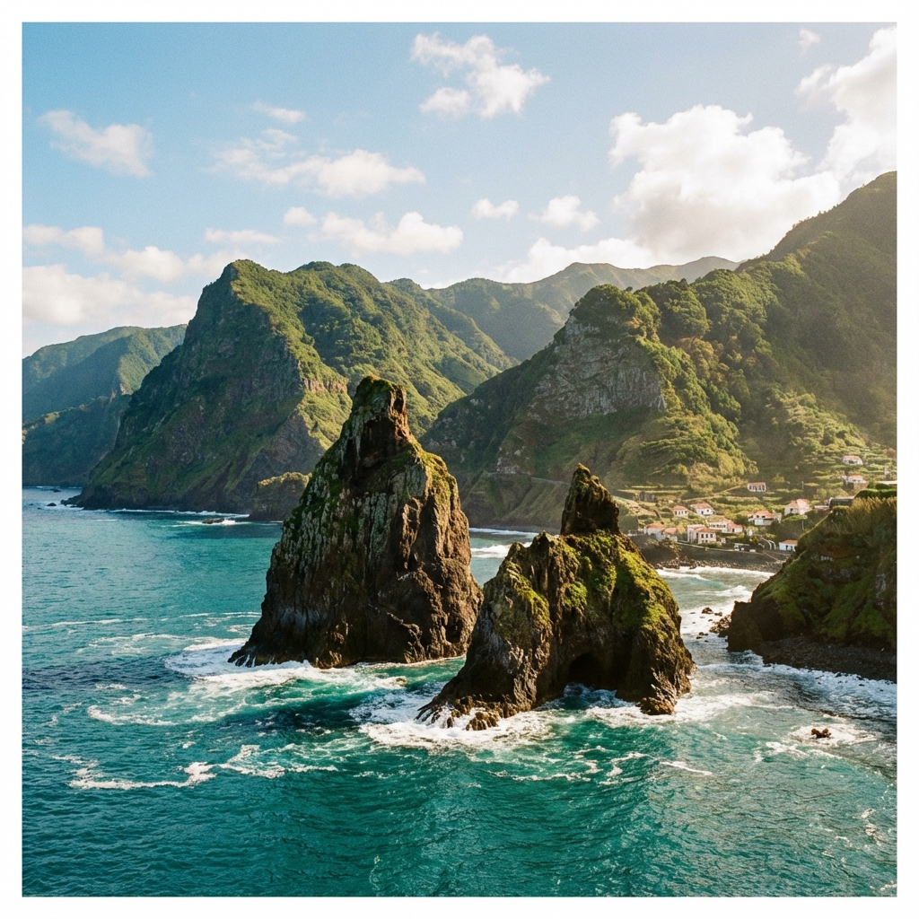 The volcanic sea stacks of Ribeira da Janela on Madeira's north coast