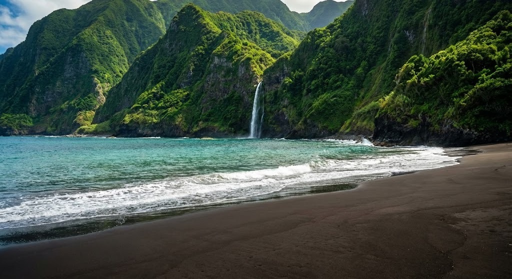 Volcanic black-sand beach and natural pools at Seixal, Madeira